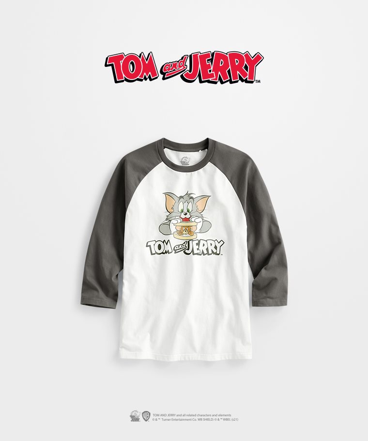 Tom & Jerry拉克蘭七分袖印花T恤-01-男