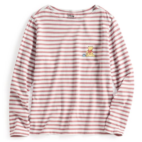 迪士尼系列寬版條紋長袖印花T恤-16-女