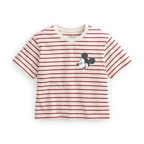 迪士尼系列竹節棉條紋寬鬆T恤-童
