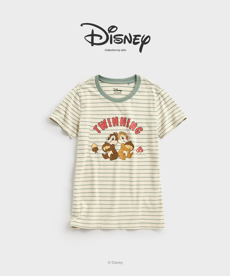 迪士尼系列條紋印花T恤-16-女