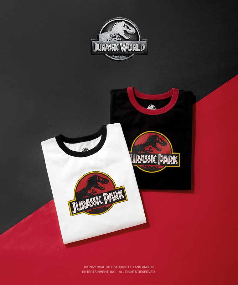 Jurassic World羅紋配色印花T恤-01-女