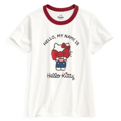 Hello Kitty羅紋配色印花T恤-10-女