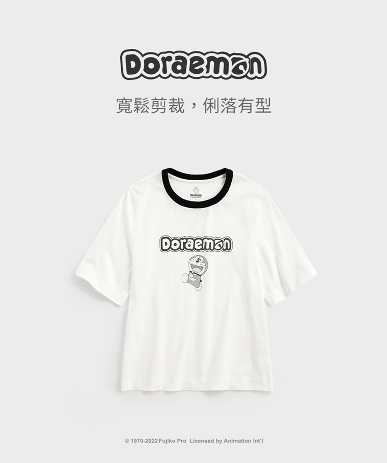 哆啦A夢寬版印花T恤-06-女