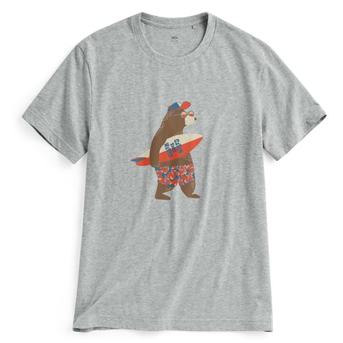 衝浪熊印花T恤-男