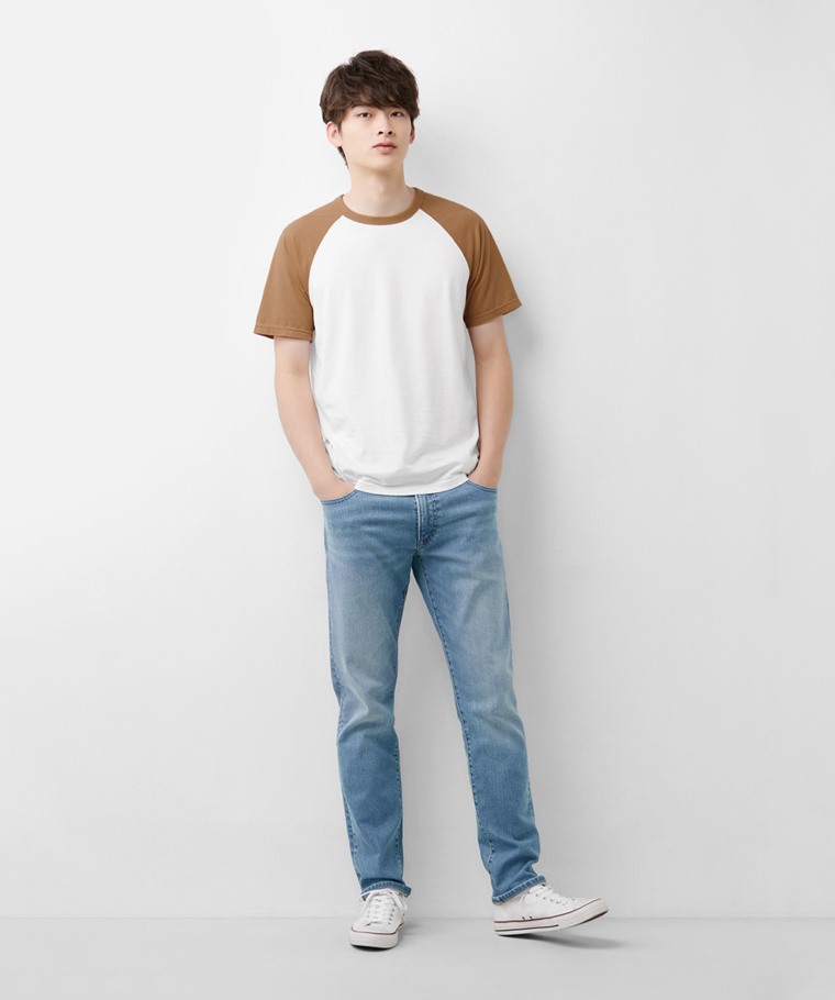 純棉厚版寬鬆拉克蘭T恤-男