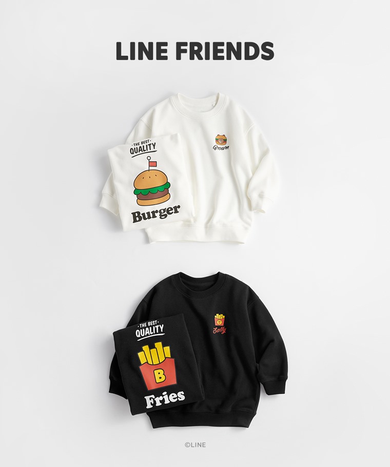 LINE FRIENDS毛圈寬版圓領衫-02-童