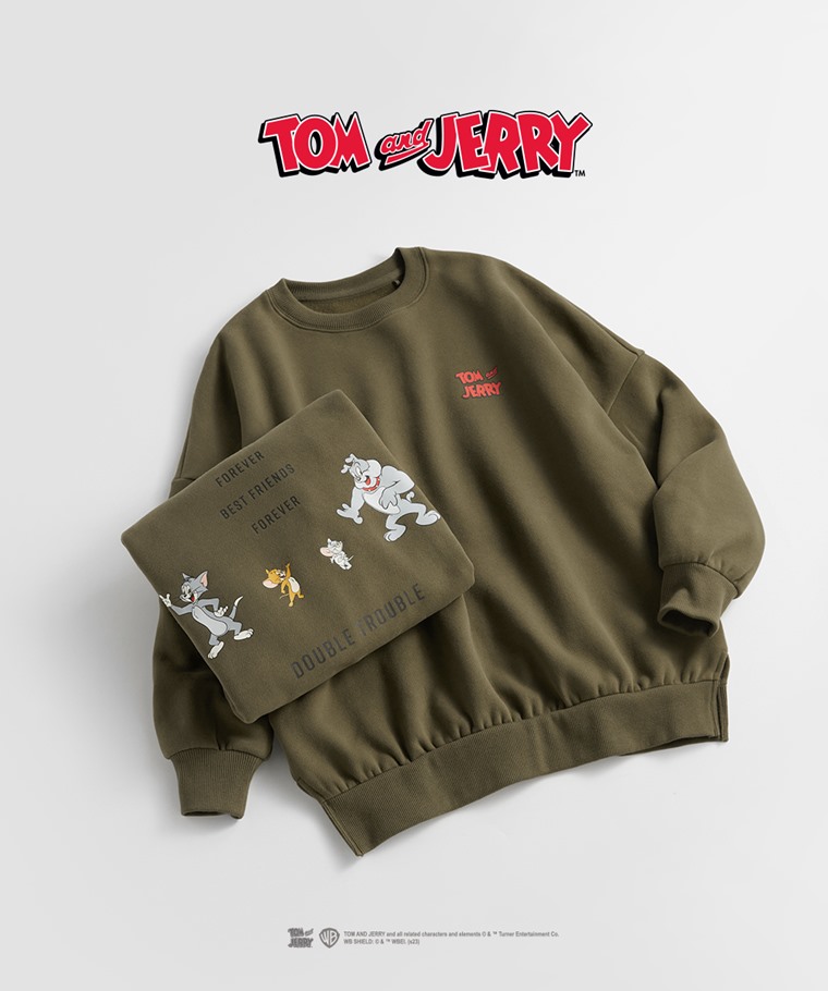 Tom & Jerry刷毛寬長版圓領衫-05-女