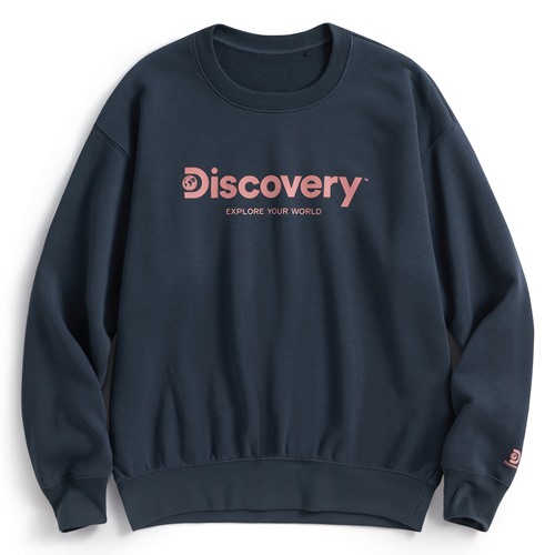 Discovery毛圈寬版圓領衫-01-女