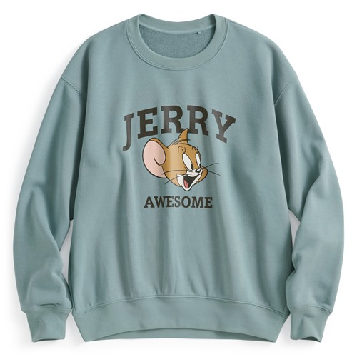 Tom & Jerry毛圈寬版圓領衫-01-女
