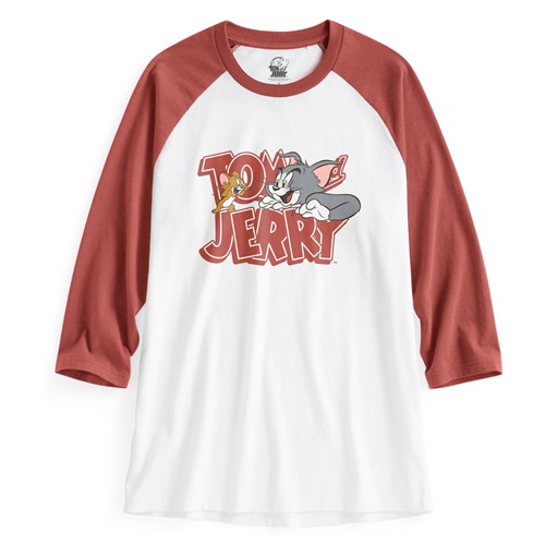Tom & Jerry寬長版拉克蘭八分袖T恤-04-女