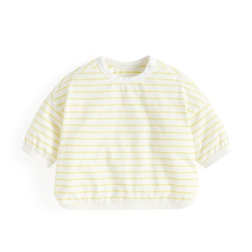 純棉條紋寬鬆七分袖T恤-Baby