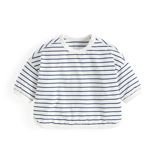 純棉條紋寬鬆七分袖T恤-Baby