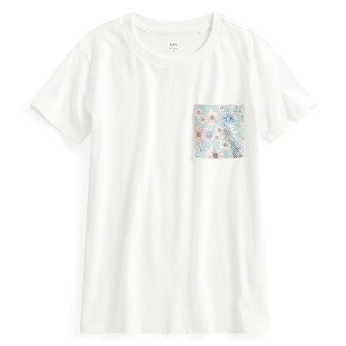 花卉口袋印花T恤-女