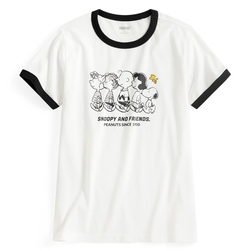 史努比系列羅紋配色印花T恤-23-女