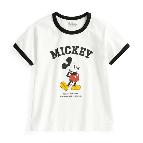 迪士尼系列羅紋配色印花T恤-02-童