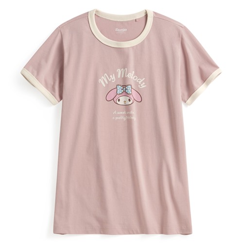 三麗鷗羅紋配色印花T恤-17-女