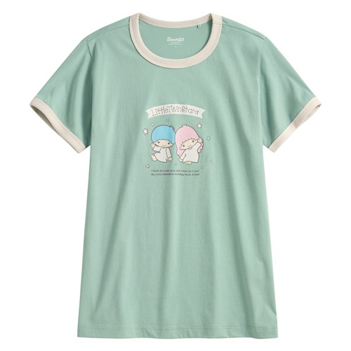 三麗鷗羅紋配色印花T恤-17-女