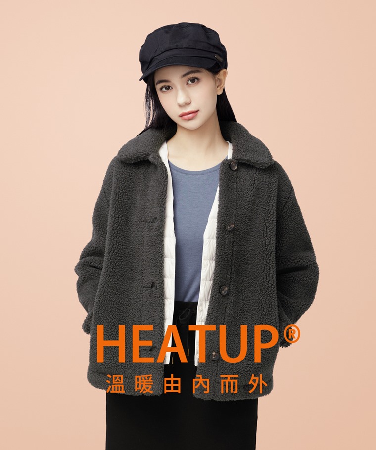 heatup輕磨毛圓領長袖上衣-女