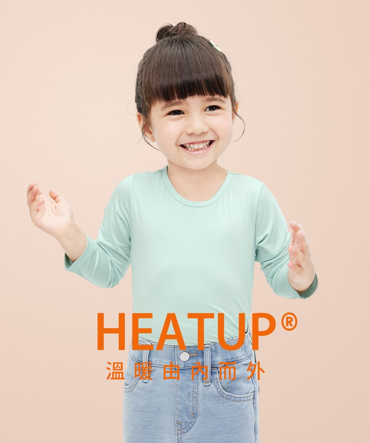 heatup圓領九分袖上衣-童