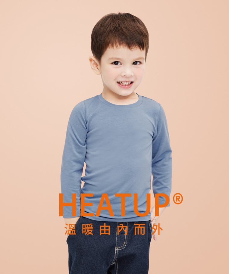 heatup輕磨毛圓領長袖上衣-童