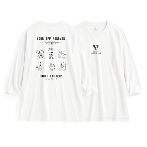 迪士尼系列寬長版八分袖印花T恤-12-女